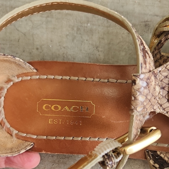 Coach Suzette Brown Snake Print Sandals  Flats Sz 8 - Picture 2 of 9